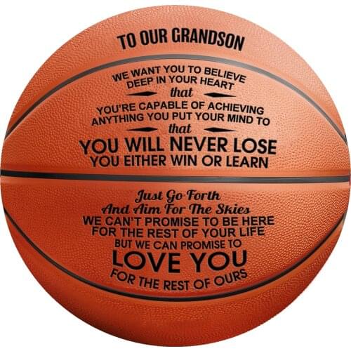 To My Grandson New High Quality Basketball Ball Official Size PU Leather Outdoor Indoor Match Training Men Women Basketball