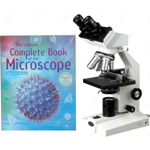 Binocular Biological Compound Microscope--AmScope 40X-1000X Binocular Biological Compound Microscope + Microscope Book B100-CM