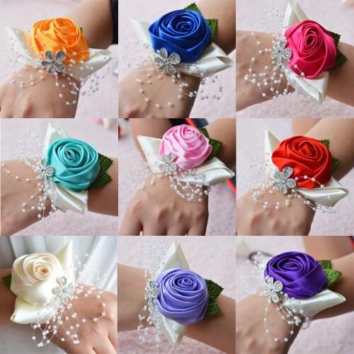 Wrist Corsage Bracelet Bridesmaid Bracelet Pearl Bead Flowers