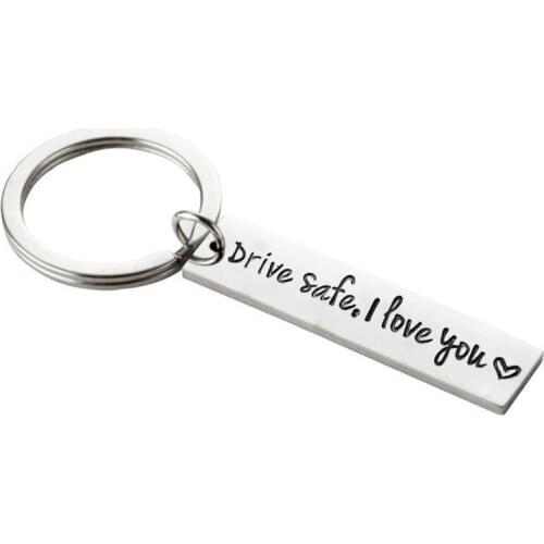 Fashion Drive Safe Style Round Letter Here With Me Keyring Keychain Couple Family Love Keyrings Jewelry
