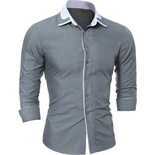 Brand 2018 Fashion Male Shirt Long-Sleeves Tops Simple Solid Color Fashion Generous Mens Dress Shirts Slim Men Shirt 3XL