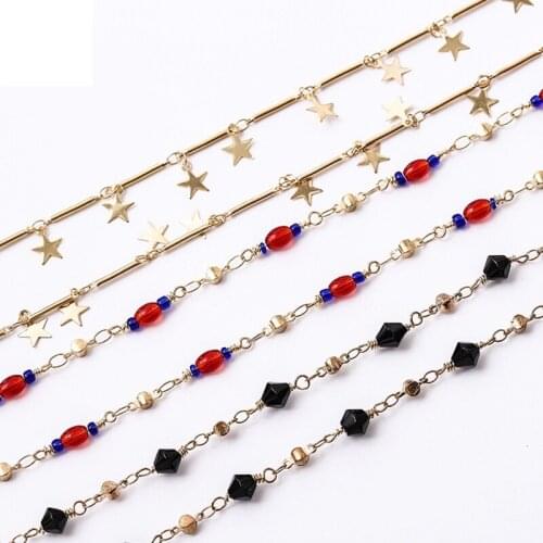 Color Beads Star Chains Handmade Jewelry Copper Women Necklace Chain For DIY Women Jewelry 5m/roll Wholesale