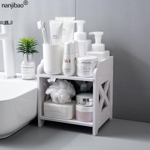 Nanjibao Wooden Storage Rack Desk Rack Bathroom Makeup Rack Table Storage Rack Kitchen Spice Rack Bathroom Vanity Shelf