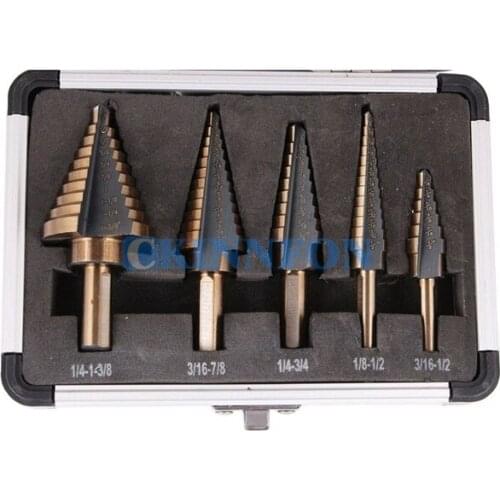 DHL 50Set 5pcs HSS Cobalt Multiple Hole 50 Sizes Step Drill Bit Set Tools w/ Aluminum Case
