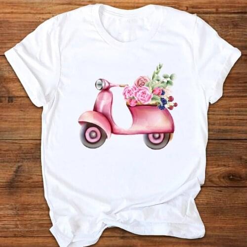 Short Sleeve tshirt Womens T-shirt Summer Casual lady Tshirt Aesthetic Electric car Harajuku Print Tshirt Harajuku T shirt