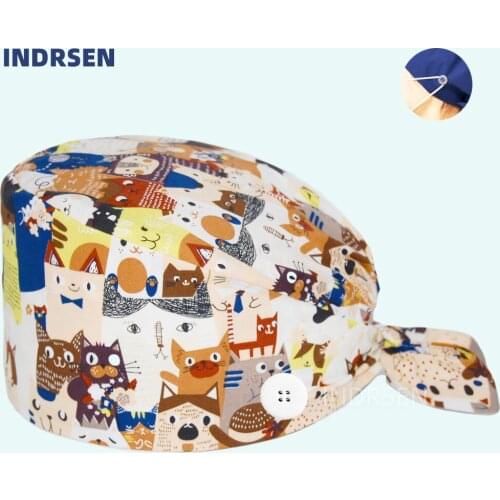 Surgeon Scrub Cap Printed Cotton Beauty salon Hospitals Dcotors Nurse Working Hats Clinic Dentist Lab Scrubs Caps