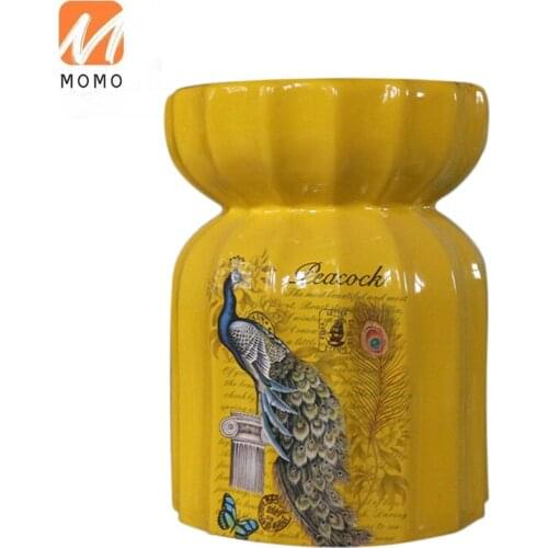 Ceramic Stool ci dun Retro American Lotus Ceramic gu deng Chinese huan xie deng Stool round Stool Chair