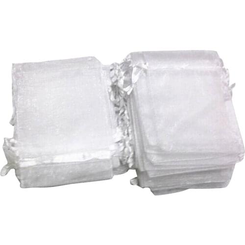 Candy Jerellry Packaging Drawable Bags Wedding Party Favor White Organza Pouch Gift