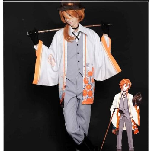 Anime Bungo Stray Dogs Chuya Nakahara Cosplay Costume Kimono Haori Halloween Costumes for Kids Adult Custom Made Any Size