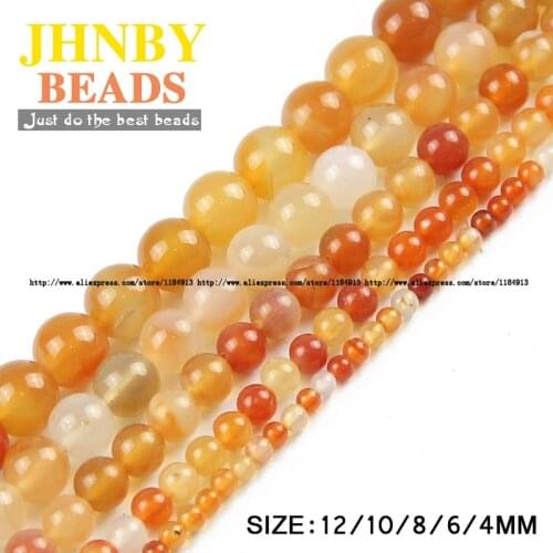 JHNBY Natural red carnelian beads Natural Stone Round Loose beads /6/8/10/12MM handmade Jewelry bracelet making DIY accessories