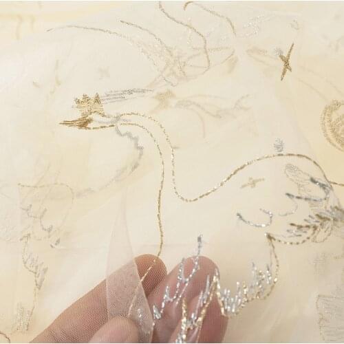 Summer elegant small swan dress embroidered lace fabric fashion dress embroidered fabric