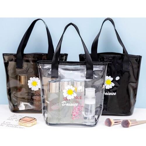 Small Daisy Transparent PVC Bucket Handbag Fashion Portable Beach Travel Tote Storage Pouch