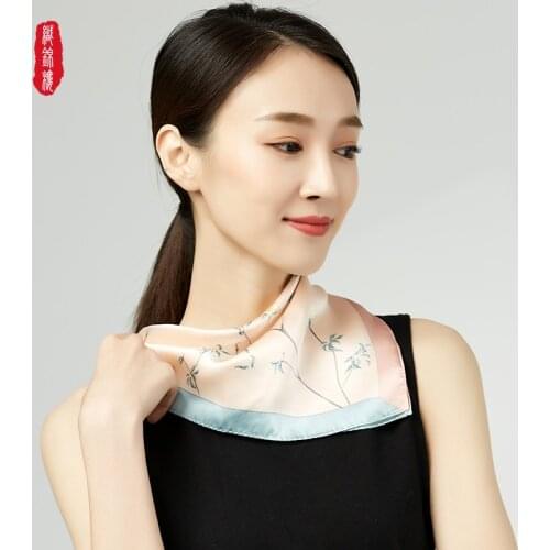 Spring and summer brocade building small squares mulberry silk female scarves, silk fashion changed a decorative scarf
