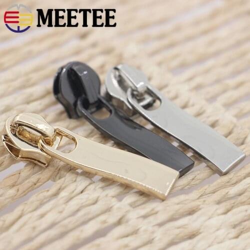 Meetee 5# 20Pcs 32x8mm Metal Zipper Slider for Nylon Zippers Zip Head Puller Bag Clothing Suitcase Diy Sewing Hardware Accessory