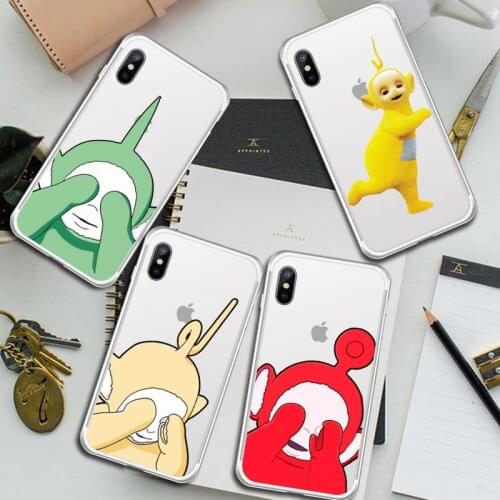 Teletubbies doll cute cartoon luxury shell Phone Cases funda Transparent for iPhone 6 7 8 11 12 s mini pro X XS XR MAX Plus