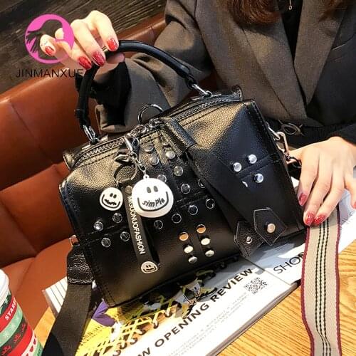 Fashion Rivet Pillow Bag All-Match Women Handbags Casual Soft Leather Broadband Shoulder Messenger Bag Multi-Purpose Backpack