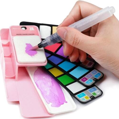 Superior 18/25/33/42 WaterColor Paint Pigment Kit, Portable Drawing Painting Art supplies Water Brush Pen Cocktail Palette F151