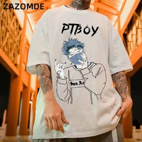 ZAZOMDE New Cotton T Shirt Rap Men Summer Hip Hop Tops Loose short sleeved Fashion boy tshirts M-5XL round neck Tee man