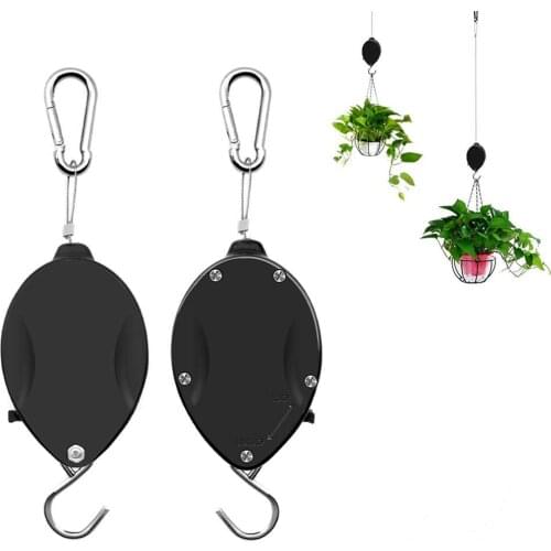 2PCS Plastic Retractable Pulley Hanging Basket Pull Down Hanger Garden Flower Plant Baskets Pots Garden Tools support under 15kg