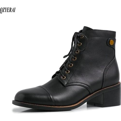 QZYERAI New style Genuine leather Riding boots Womens boots Autumn and winter Female boots cowhide Womens shoes