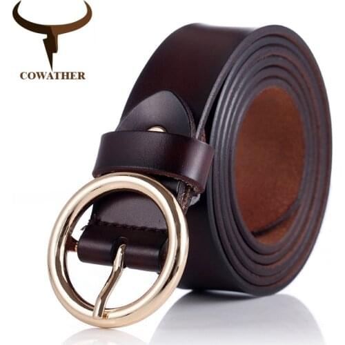 COWATHER women belts cow genuine leather good quality alloy pin buckle fashion style design cinto feminino original brand NS001