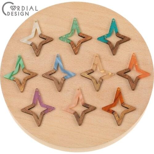 Cordial Design 50Pcs 33*38MM Earrings Accessories/Charms/Hand Made/Star Shape/Natural Wood Resin/DIY/Jewelry Findings Components