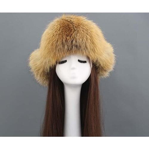 Winter Unisex Fox Fur Lei Feng Hat Popular Style Unisex Hat Warm Natural Outdoor Cap