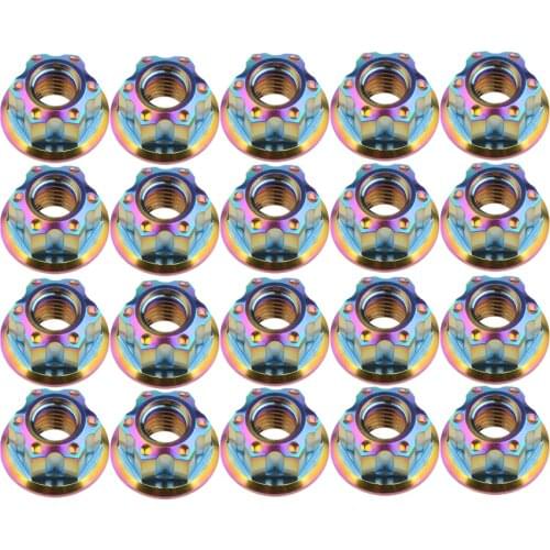 20 Pcs Titanium Flange Nuts M6 M8 M10 Ti Screw Bolt Nut for Bicycle Motorcycle Bike Parts Fasteners