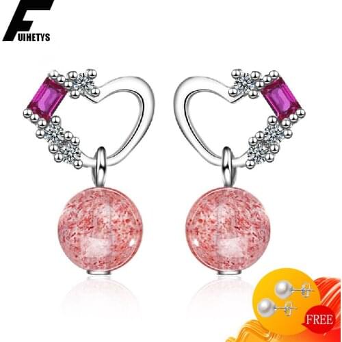 Trendy 925 Silver Jewelry Earrings Heart Shape Zircon Gemstone Drop Earring for Women Wedding Engagement Party Gift Accessories