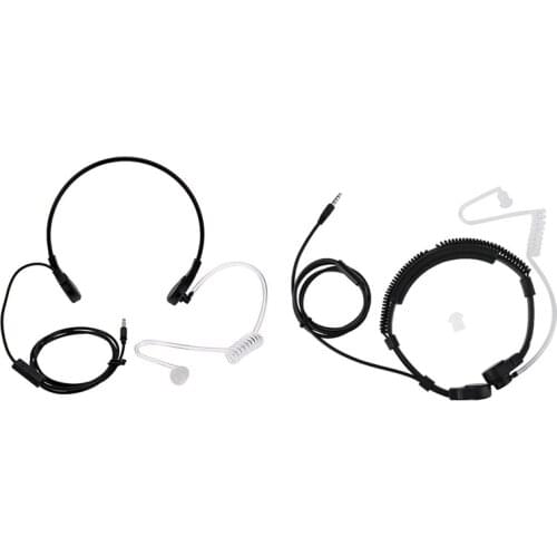 2 Pcs 3.5mm Throat Mic Microphone Covert Acoustic Tube Earpiece Headset, White & White-Black