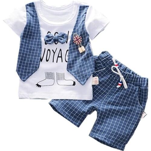 2020 New Summer Children Boys Cotton Clothes Kid Bowknot T-Shirt Shorts 2pcs/Set Toddler Fashion Infant Clothing Baby Tracksuits