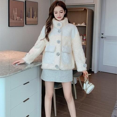 2020 Autumn Winter Popular New Women Lamb Wool Coat Female Fashion Elegant Temperament Minus Age Outerwear