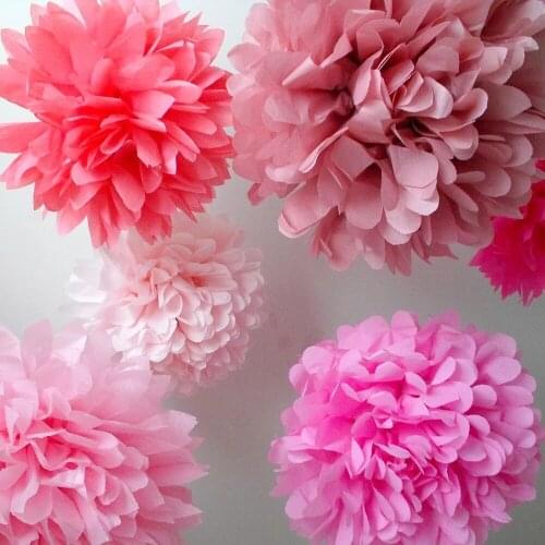 25cm Handmade Tissue Paper Pompoms Wedding Decorative Paper Flower Ball Baby Shower Birthday Party Decoration Paper Pom Poms