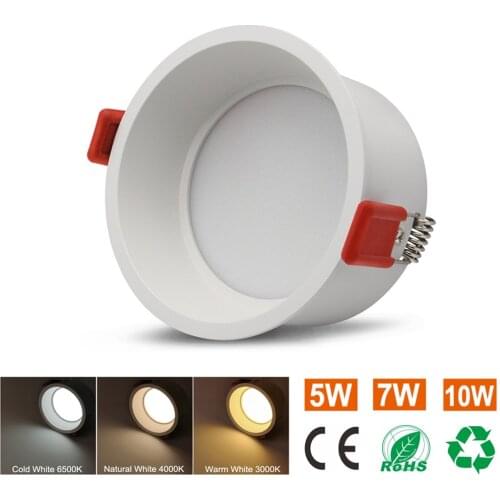 5W 7W 10W Recessed Downlight AC85-265V Spot LED Ceiling Downlight plafondlamp Indoor Decor Anti-Glare LED Downlight Home Lights