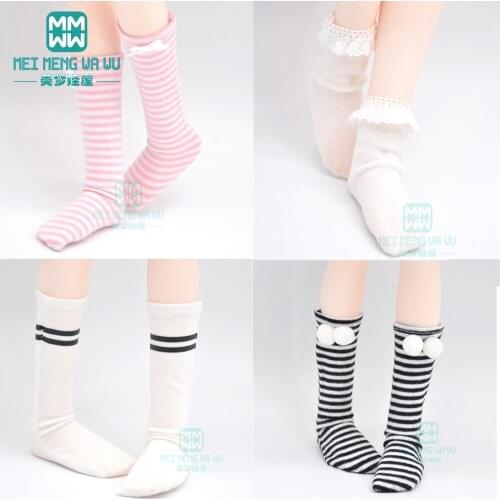 Accessories for doll fit 1/6 1/4 1/3 BJD MSD YOSD MYOU SD13 SD10 Doll Pink striped socks, ball socks, lever socks