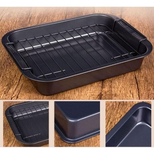 Non Stick Grilled Fish Pan Baking Tray Cake Cheese Cookie Bread Plate with Rack K1MF