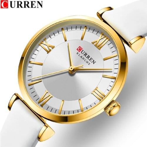 Ladies Dress Wristwatch Fashion Quartz Watches Top Brand CURREN Womens Clock Leather Strap Simple Design Watch For Girls