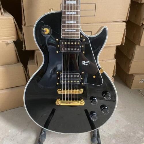 Black Custom Electric Guitar Golden Hardware Rosewood Fingerboard Mahogany Body High Quality Guitarar Free Shipping