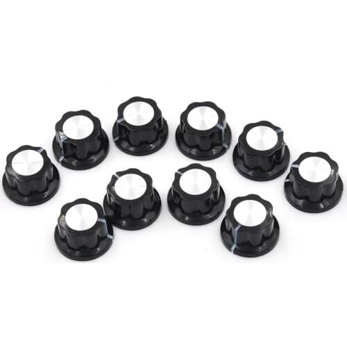 10pcs/pack Black Potentiometer Knob Rotary Cap MF-A01 A01 Potentiometer Bakelite Governor knob Material Plastic Metal
