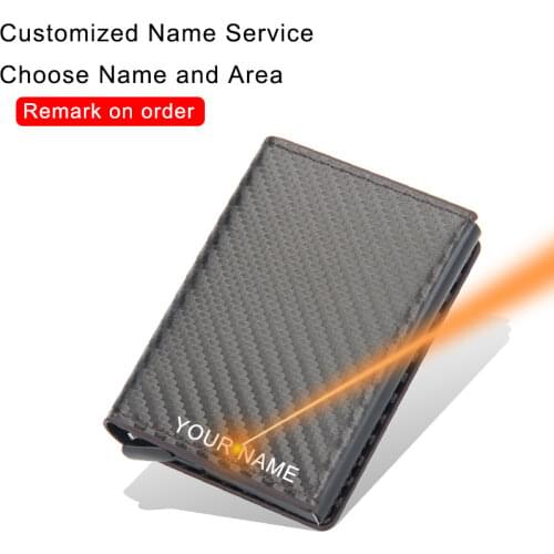 DIENQI Carbon Fiber Anti Rfid id Card Holder Case Men Leather Metal Wallet Women Credit CardHolder Container Mini Wallet Pouch