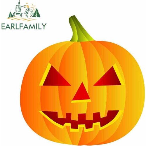 EARLFAMILY 13cm x 9.1cm Cartoon Halloween Pumpkin Oem Funny Car Stickers Vinyl JDM Bumper Trunk Truck Graphics Waterproof Anime