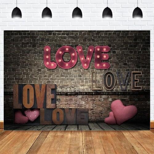 Love Valentines Day Backdrop for Photography Brick Wall Lover Wedding Bride Love Style Photo Background for Photo Studio Heart