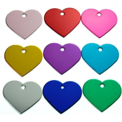 HOT Selling Free Shipping Mix Colors Pet Tags 1000 Pcs Aluminum Alloy Heart Shape Pet ID Tags Custom Dog Cat Name Tags SN2719