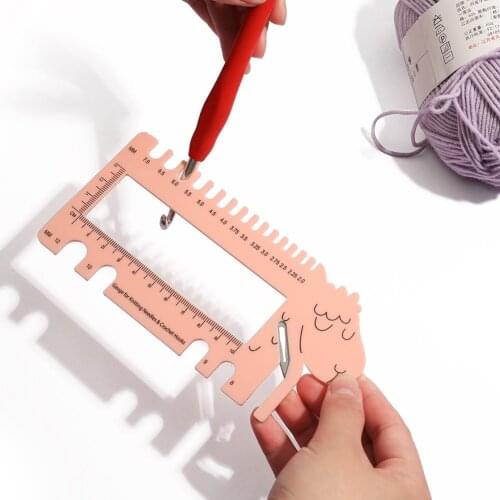 Sewing Knitting Needles Gauge Tool Measure Ruler Sheep Shape Multifunctional Size Guide Crochet Hook DIY Craft Accessories
