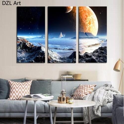 Unframed 3 Panels Abstract planet HD Canvas Print Painting On Canvas Prints Artwork Home Wall Decor Painting Canvas Picture