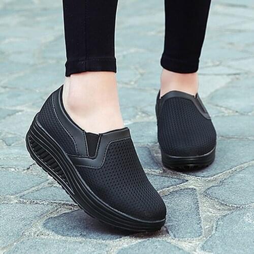 Mesh Casual Shoe Student Working Sneaker Fashion Women Thick Bottom Solid Color Shoes Womens Casual Shoes Zapatos De Mujer