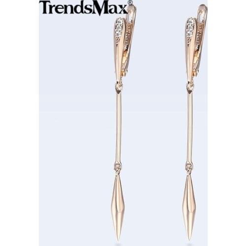 Small Crystal Long Drop Earrings 585 Rose Gold Dangle Earrings for Women Girls Fashion Earrings 2020 Party GE301