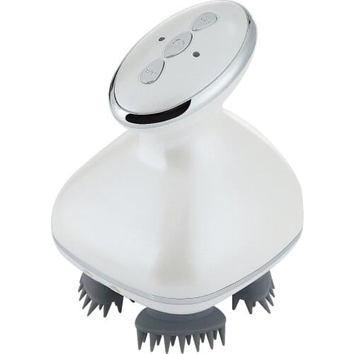 Electric Mini Head Scalp Massager 4-Headed Silicone Massage Comb Handheld Stress Reliever Prevent Hair Loss Meridian Massaging