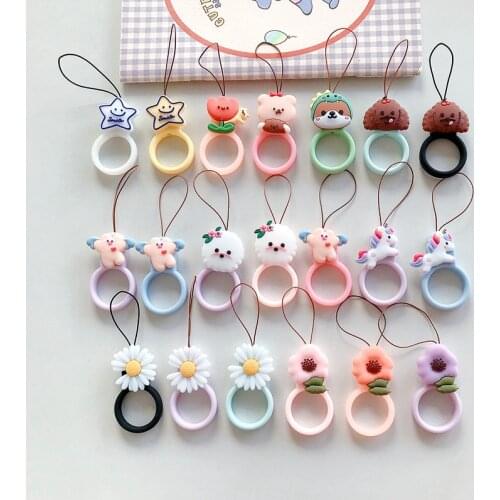 Cute Silicone Finger Ring Phone Strap Short Lanyard Straps Phone Charm Cell Phone Lanyards for Airpods U Disk Key Anti-Lost Rope