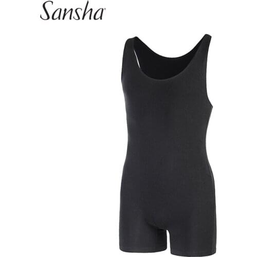 Sansha Mens Ballet Unitard Sleeveless Deep Scoop Neckline One Piece Brief Bodysuit Stretch Sports Leotard Dancewear 58AG0018C